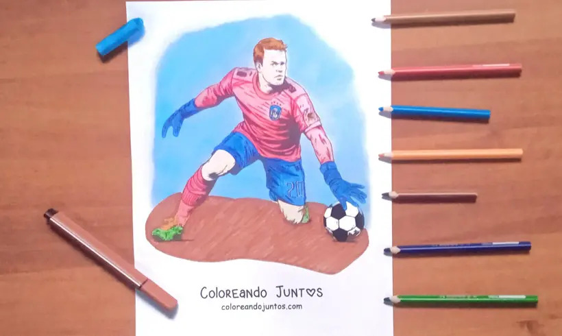 Desenho do Manuel Neuer colorido por Colorindo Juntos