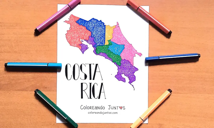Desenho do mapa de um país da América colorido por Colorindo Juntos