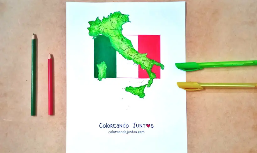 Desenho do mapa de um país europeu colorido por Colorindo Juntos