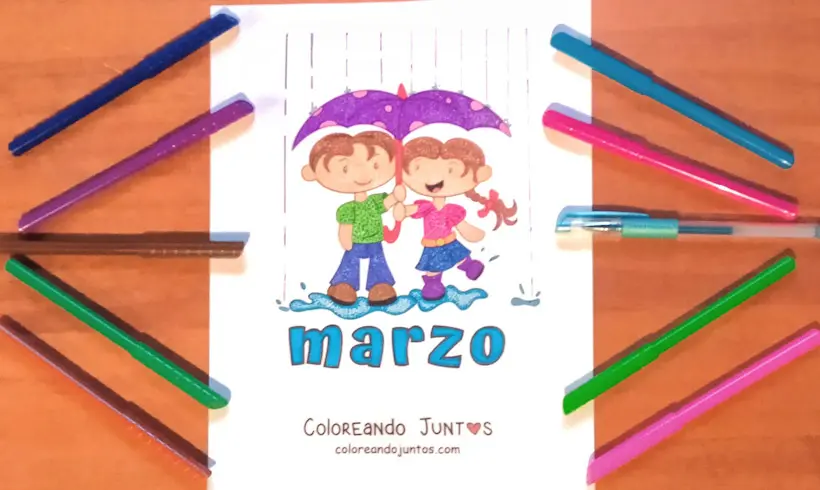 Desenho do mês de março colorido por Colorindo Juntos