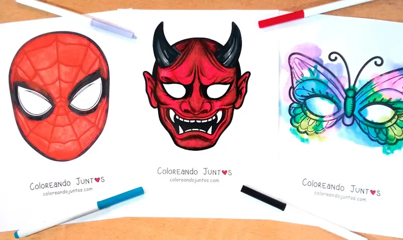 Desenhos de mascaras coloridas por Colorindo Juntos