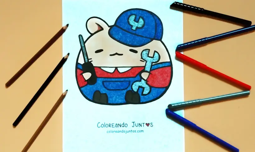 Desenho de mecânico colorido por Colorindo Juntos