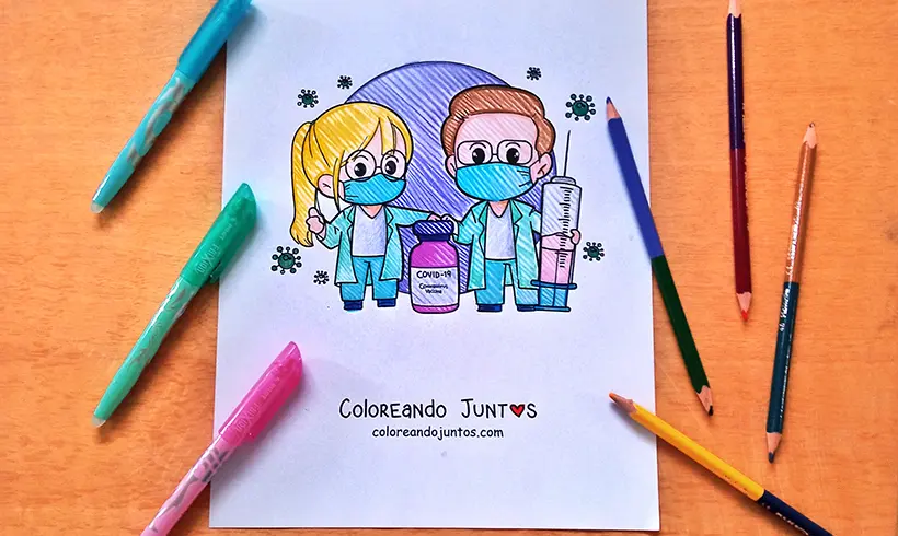 Desenho de medicos coloridos pelo Colorindo Juntos