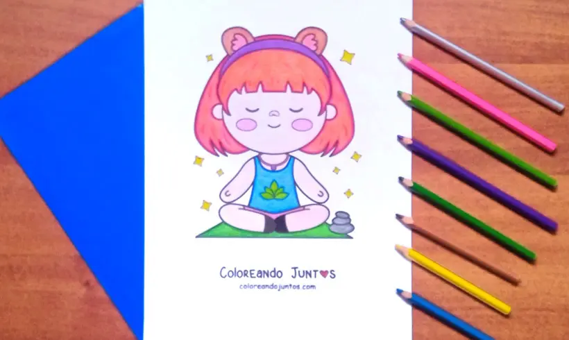 Desenho da meditação colorido por Colorindo Juntos