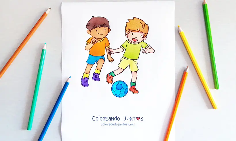 Desenho de crianças colorido por Colorindo Juntos