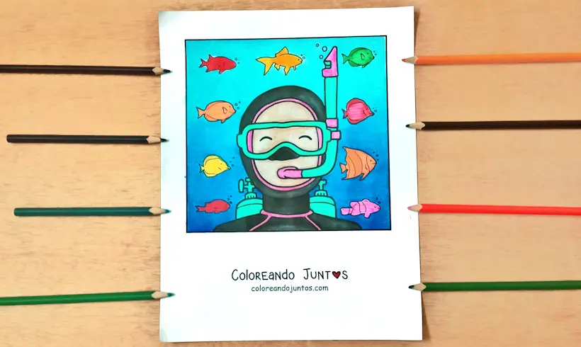 Desenho de mergulho colorido pela Colorindo Juntos