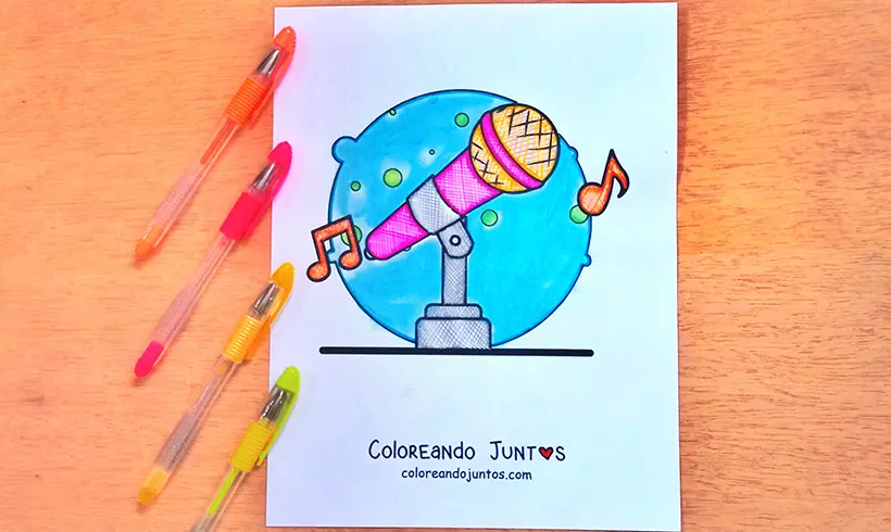Desenho de microfone colorido pela Colorindo Juntos