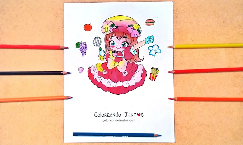 Desenho de moda kawaii colorido por Colorindo Juntos