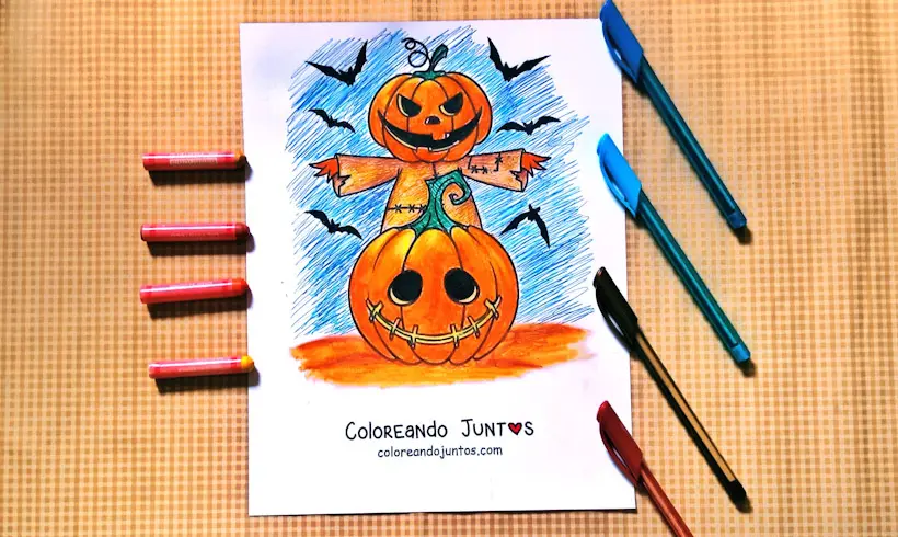 Desenho de monstro de Halloween colorido por Colorindo Juntos