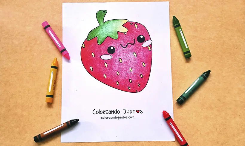 Desenho de morango colorido pela Colorindo Juntos
