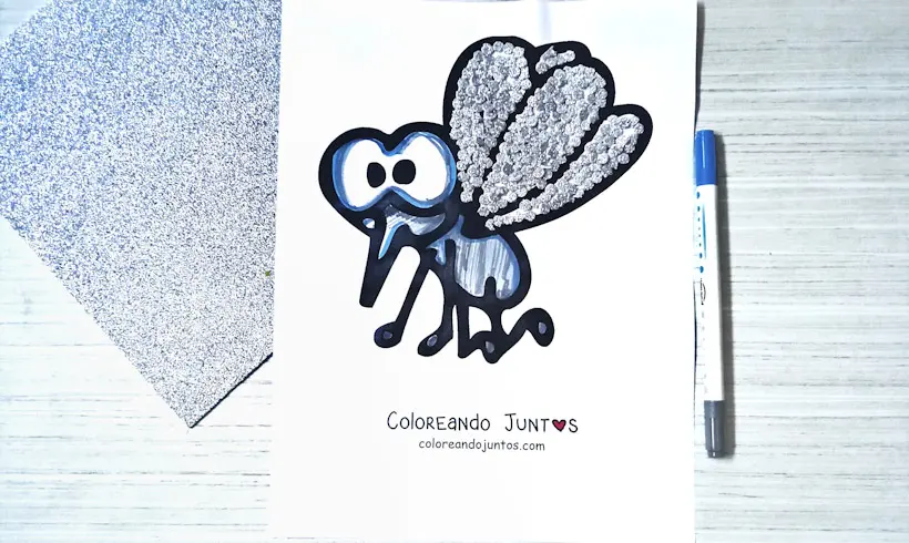 Desenho de um mosquito colorido por Colorindo Juntos