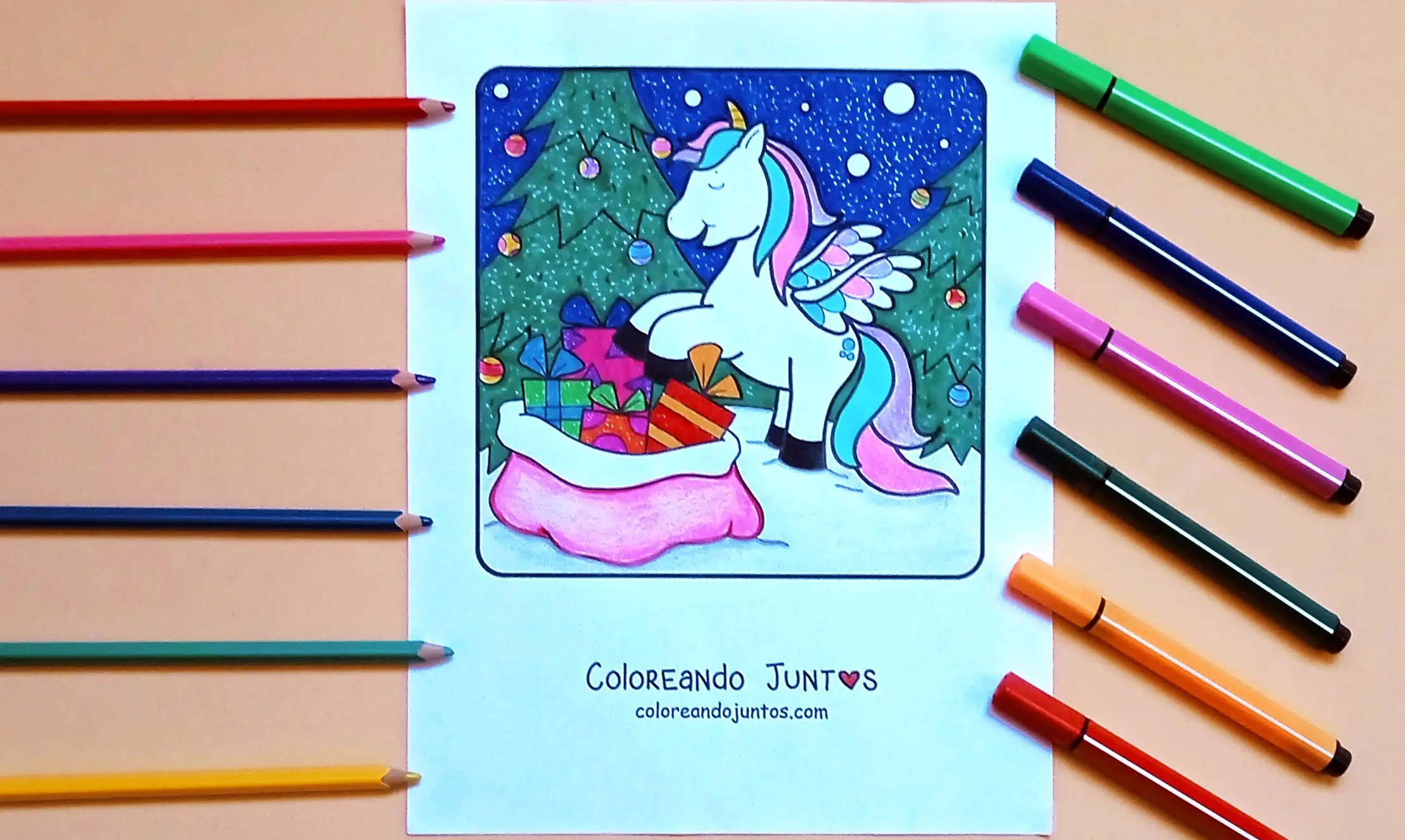 Desenho de Natal kawaii colorido pelo Colorindo Juntos