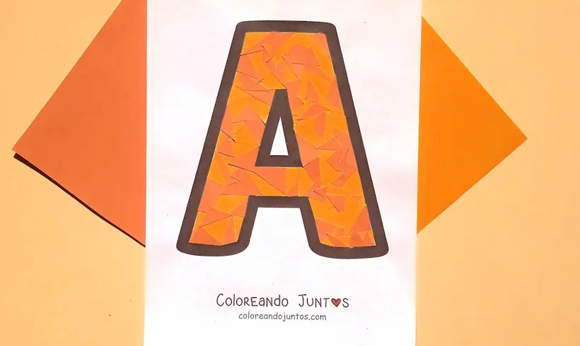 Desenho da letra A do alfabeto colorido por Colorindo Juntos