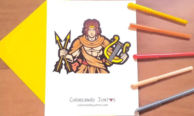 Desenho do deus Apolo colorido por Colorindo Juntos