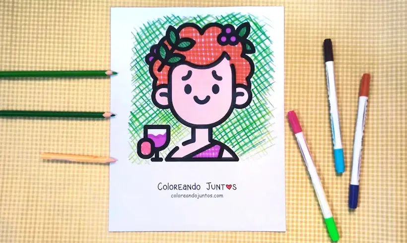 Desenho do deus Dionísio colorido por Colorindo Juntos