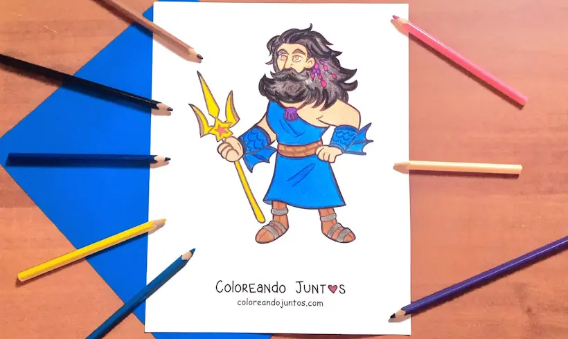 Desenho do deus Poseidon colorido por Colorindo Juntos