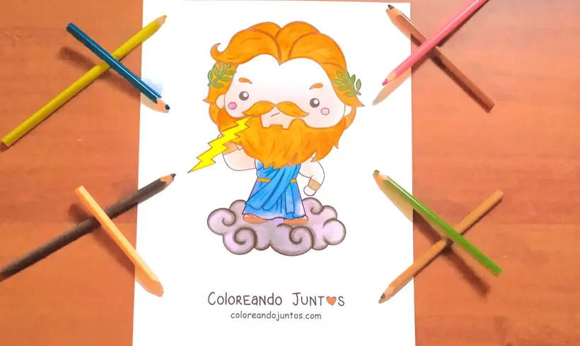 Desenho do deus Zeus colorido por Colorindo Juntos