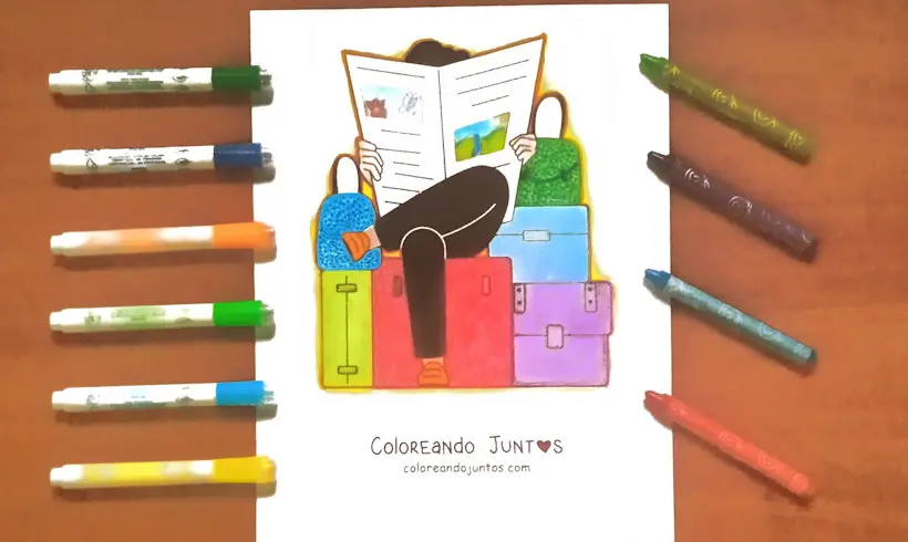 Desenho de um homem lendo o jornal colorido pelo Colorindo Juntos