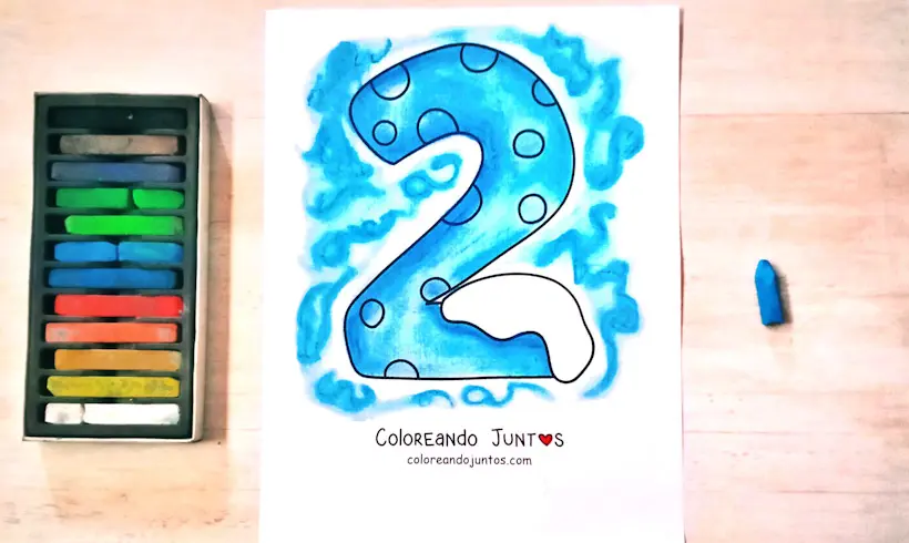 Desenho do número 2 colorido por Colorindo Juntos