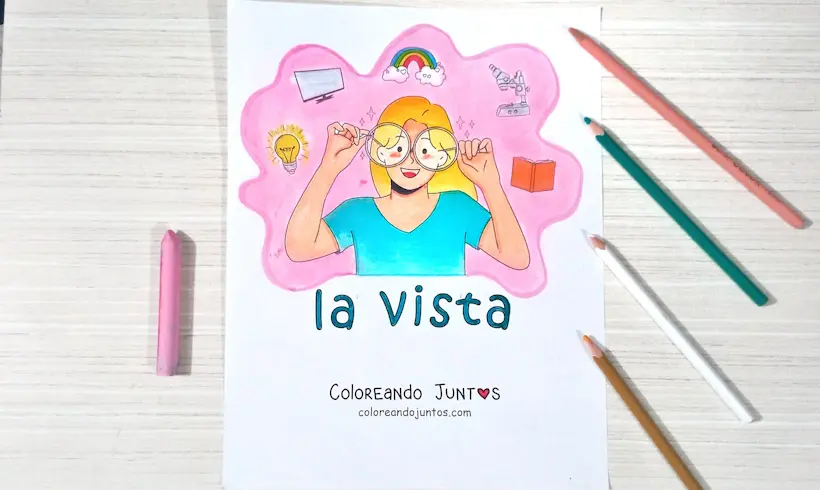 Desenho do sentido da visão colorido por Colorindo Juntos
