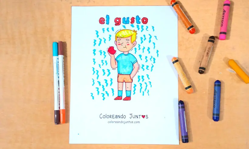 Desenho do sentido do paladar colorido pela Colorindo Juntos