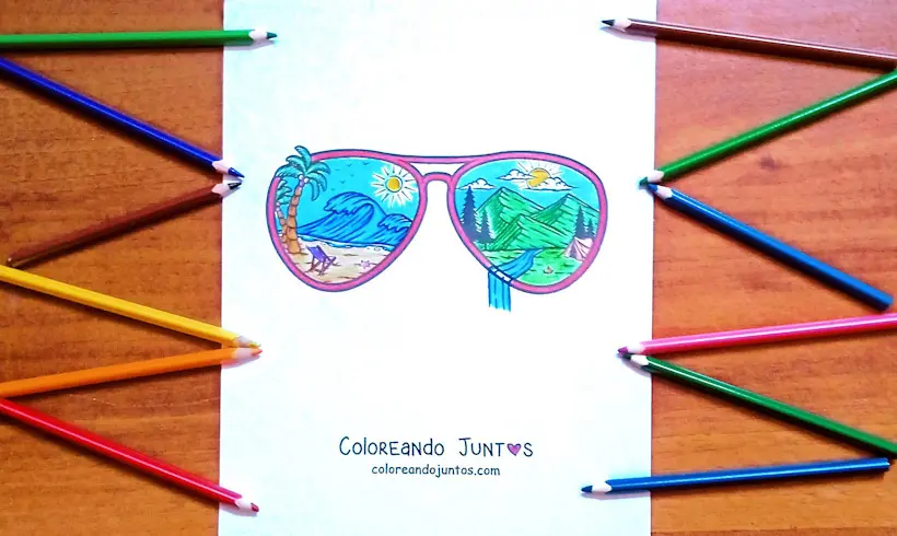 Desenho de óculos colorido pela Colorindo Juntos