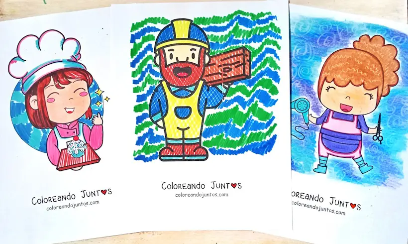 Desenhos de profissões coloridos por Colorindo Juntos