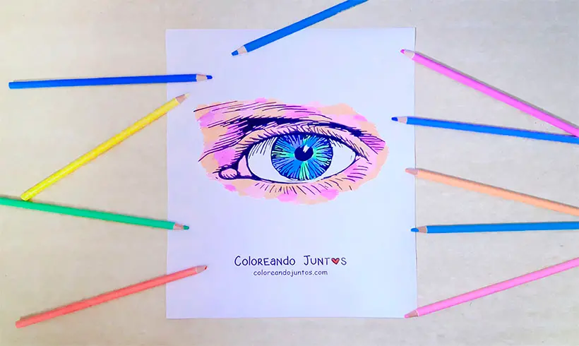 Desenho de olho colorido pela Colorindo Juntos