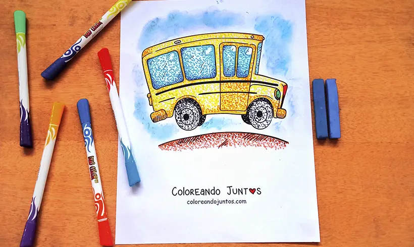 Desenho de ônibus colorido por Colorindo Juntos
