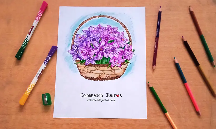 Desenho de orquídea colorida por Colorindo Juntos