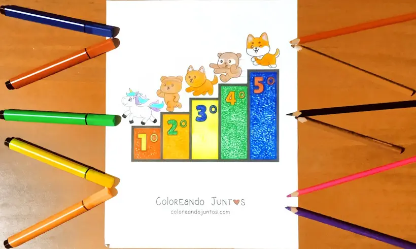 Desenho dos números ordinais colorido por Colorindo Juntos