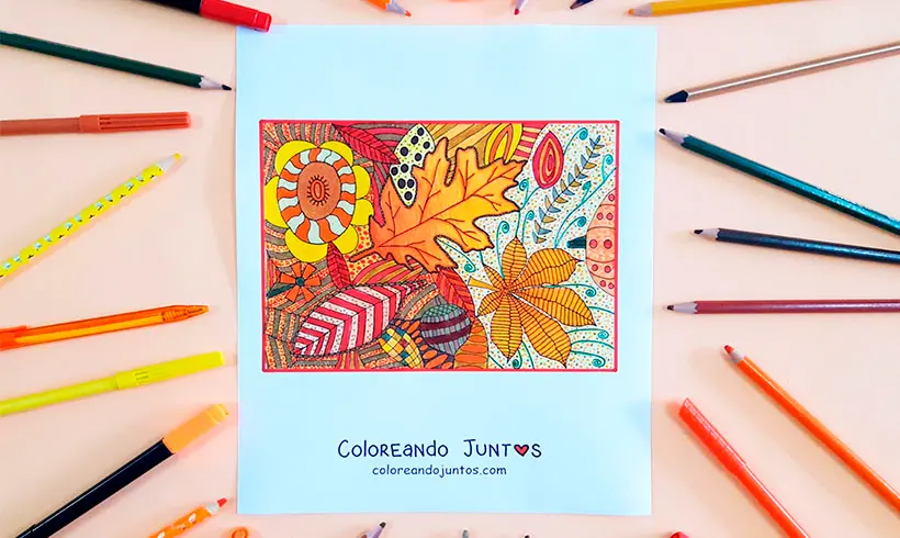 Desenho de outono colorido pelo Colorindo Juntos