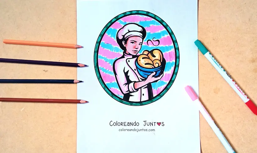 Desenho de padeiro colorido por Colorindo Juntos