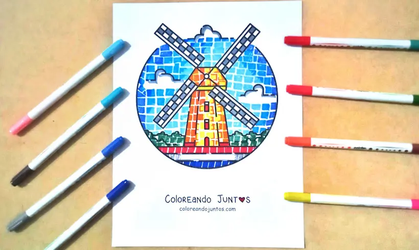 Desenho dos Países Baixos colorido por Colorindo Juntos