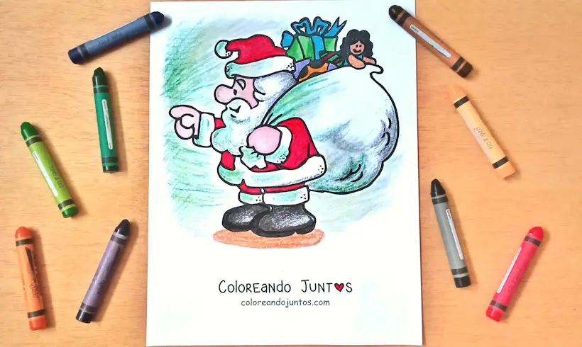 Desenho do Papai Noel colorido por Colorindo Juntos