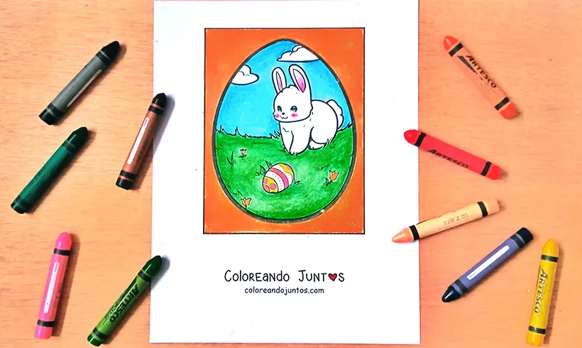 Desenho de Pascoa colorido por Colorindo Juntos