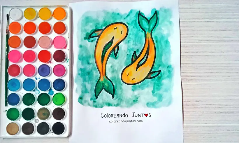 Desenho do signo de Peixes colorido por Colorindo Juntos