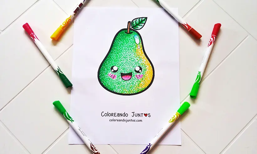 Desenho de pera colorida pela Colorindo Juntos