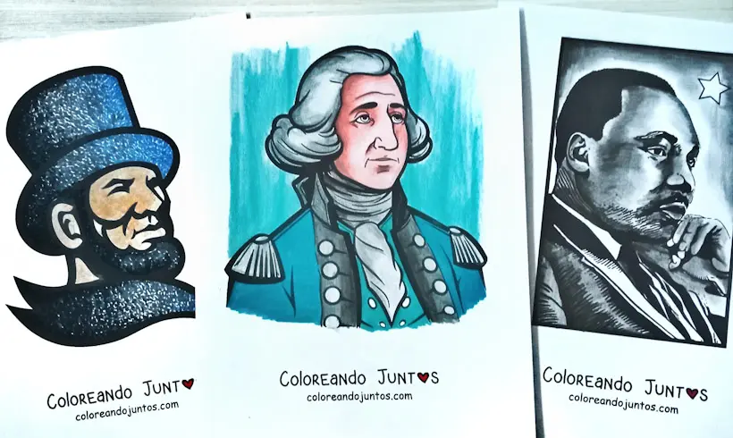 Desenhos de personagens históricos coloridos por Colorindo Juntos