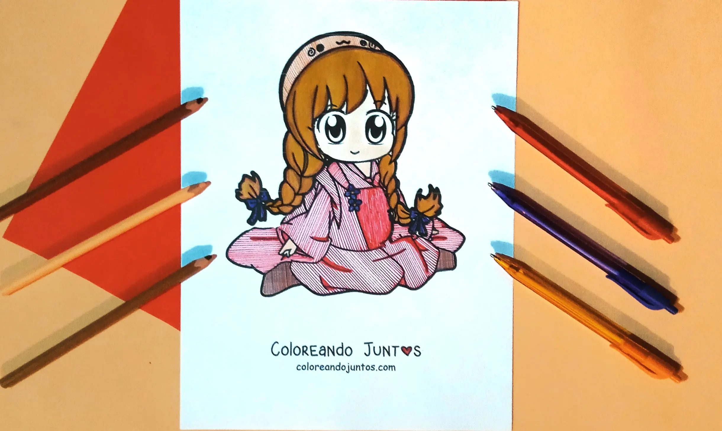 Desenho de pessoa kawaii colorida por Colorindo Juntos