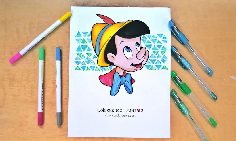 Desenho do Pinóquio colorido por Colorindo Juntos