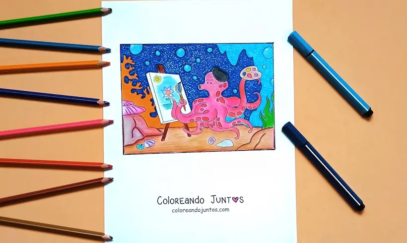Desenho de pintor colorido por Colorindo Juntos