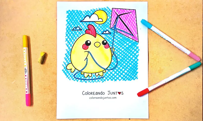 Desenho de uma pipa colorida por Colorindo Juntos