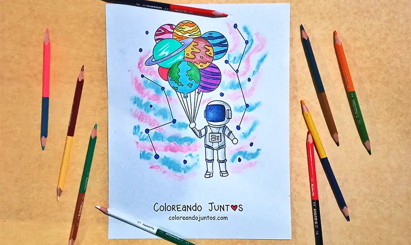 Desenho de planetas coloridos pela Colorindo Juntos