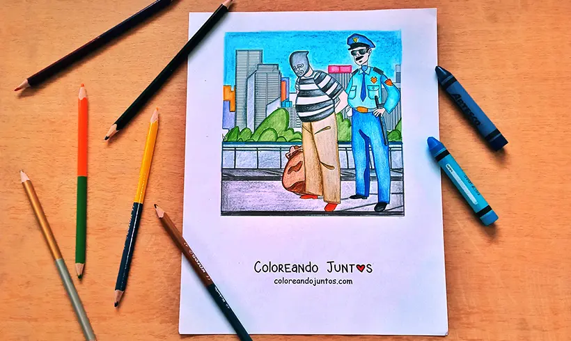 Desenho de policial colorido por Colorindo Juntos