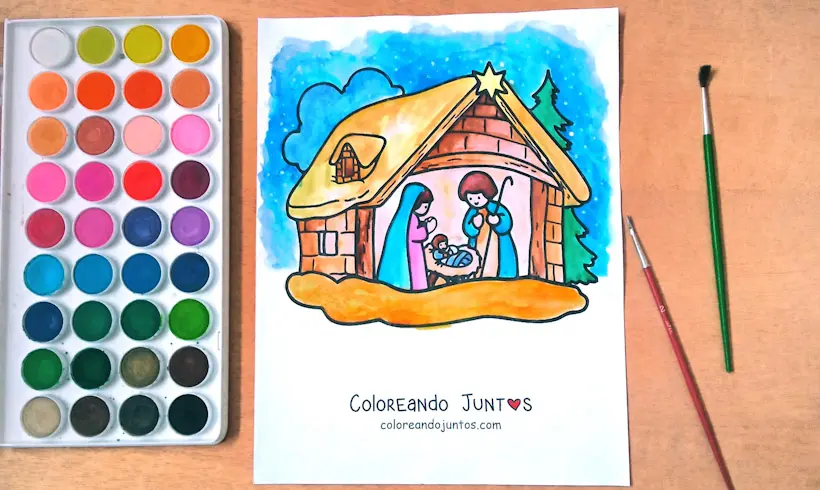 Desenho de Presepio colorido por Colorindo Juntos