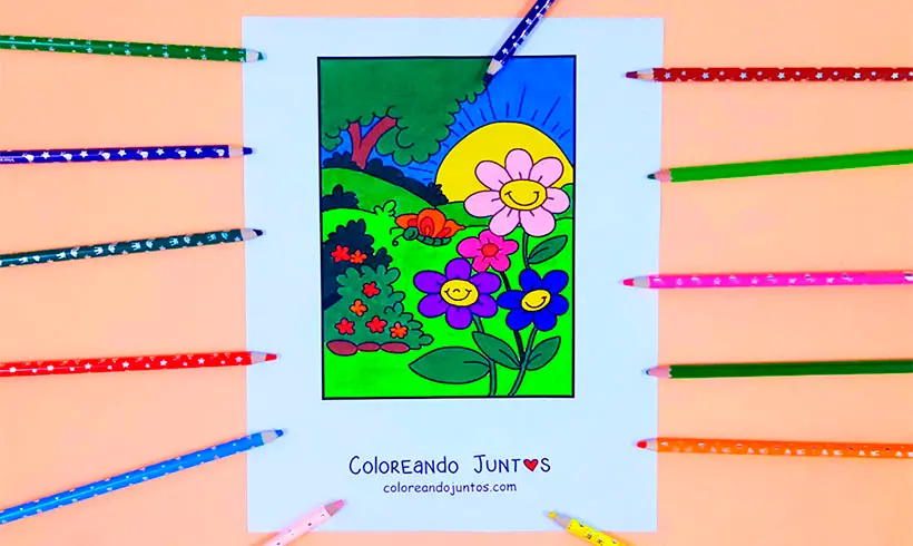 Desenho de primavera colorido por Colorindo Juntos