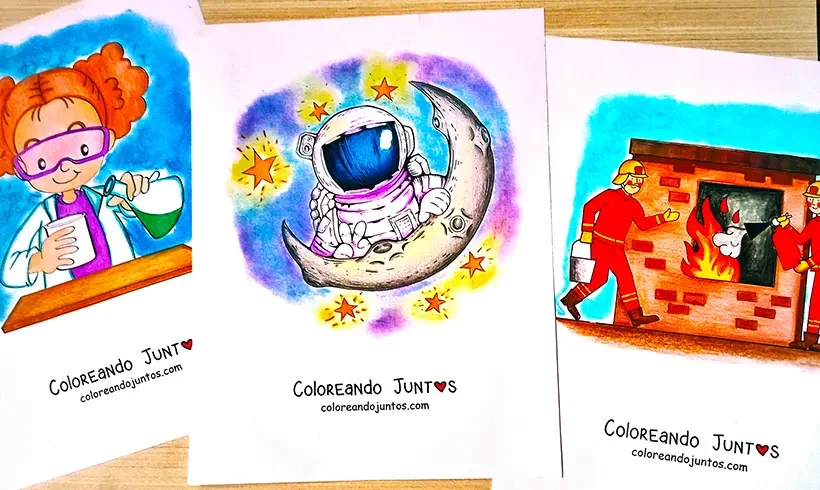 Desenhos de profissões coloridos por Colorindo Juntos
