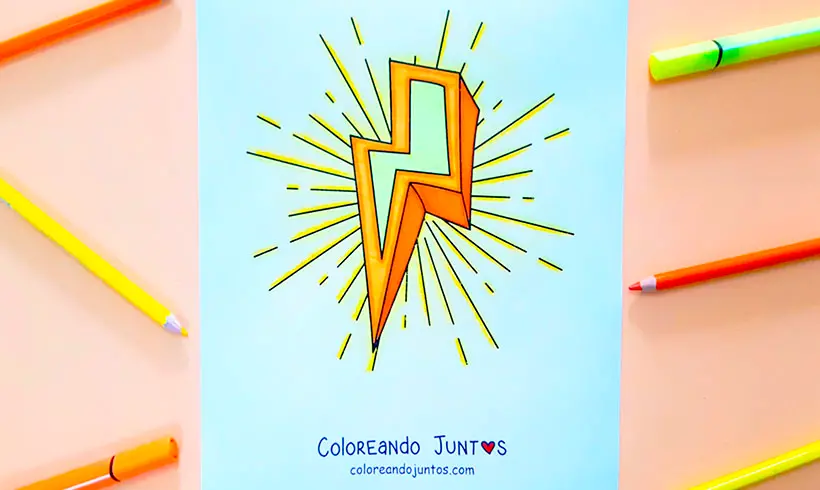 Desenho de raio colorido por Colorindo Juntos