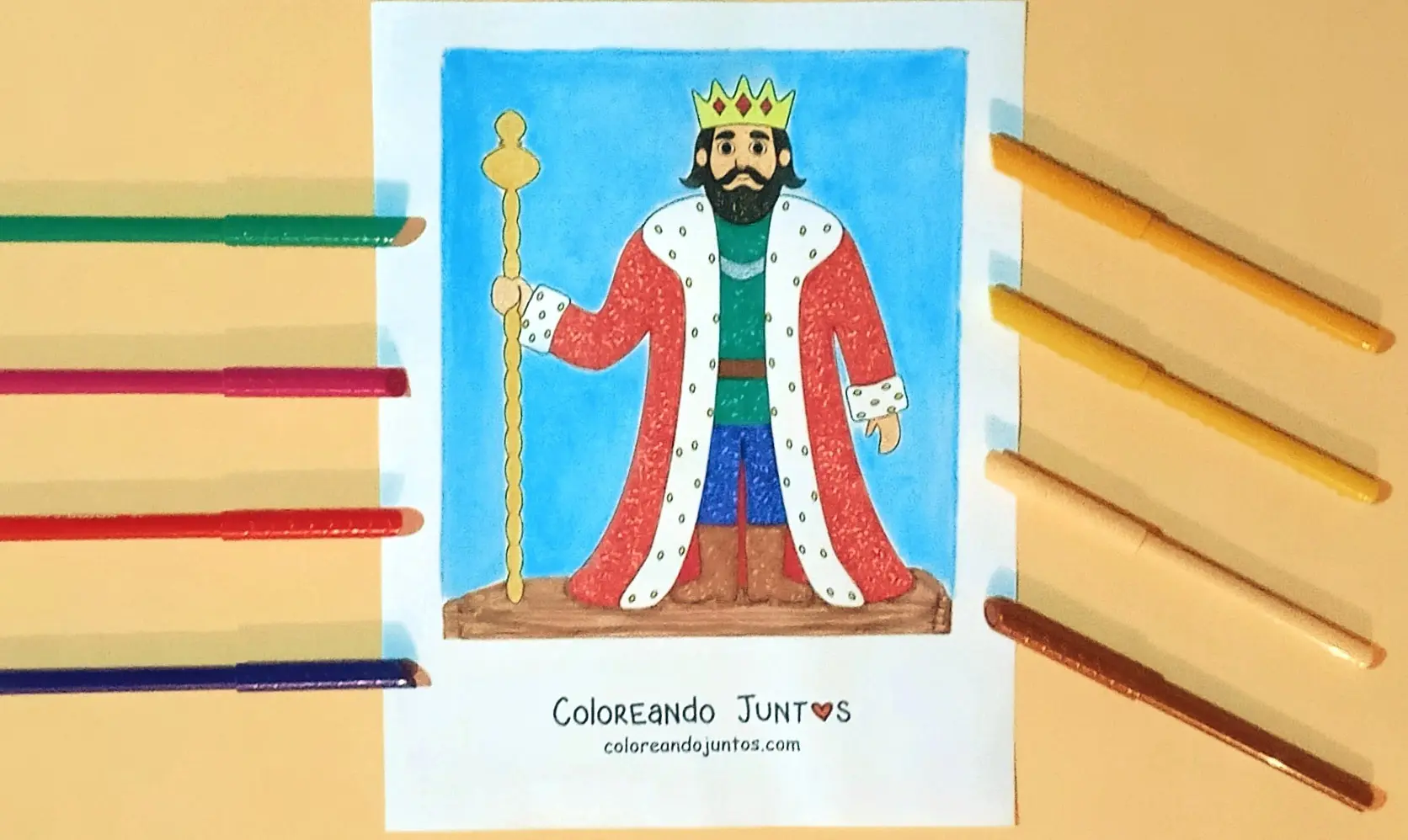 Desenho de rei colorido por Colorindo Juntos